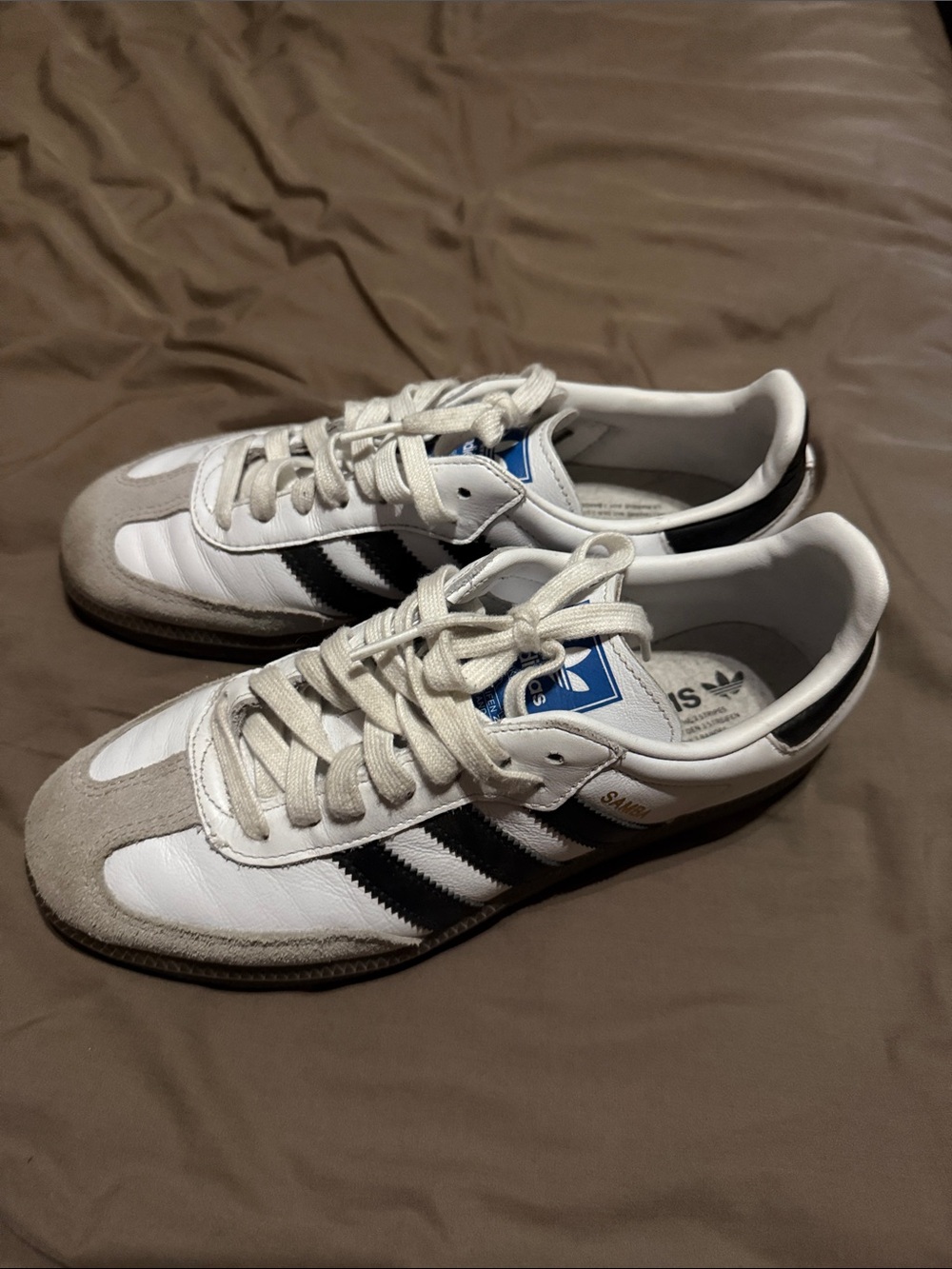 adidas White and Black Samba Leather Sneakers